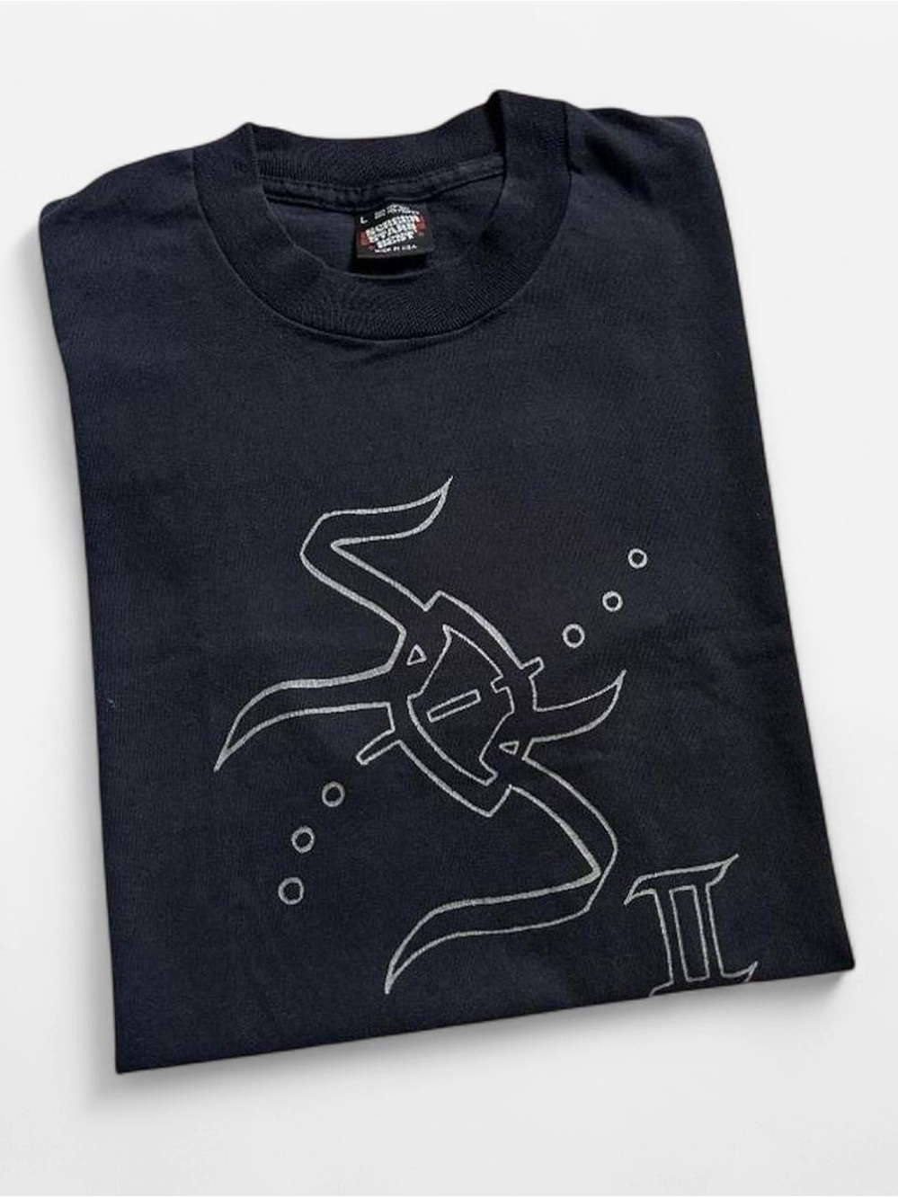 Vintage 1990s Black SOS Graphic Crewneck T-Shirt - Men’s large